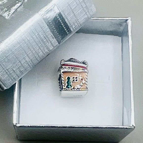 Holiday Gingerbread House Sterling Silver S925 Charm with Gift Box ~Fits Pandora - Picture 3 of 9